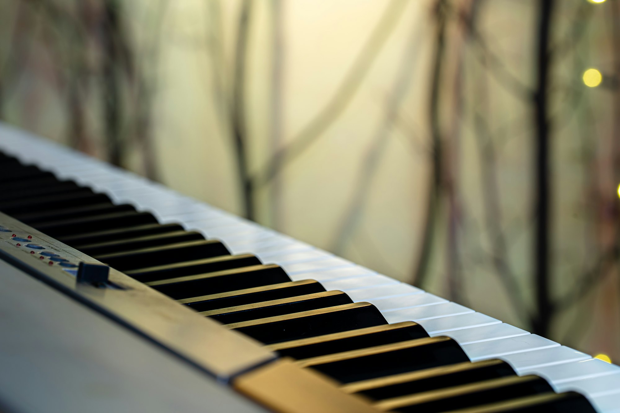 Piano keys on a beautiful colored background.